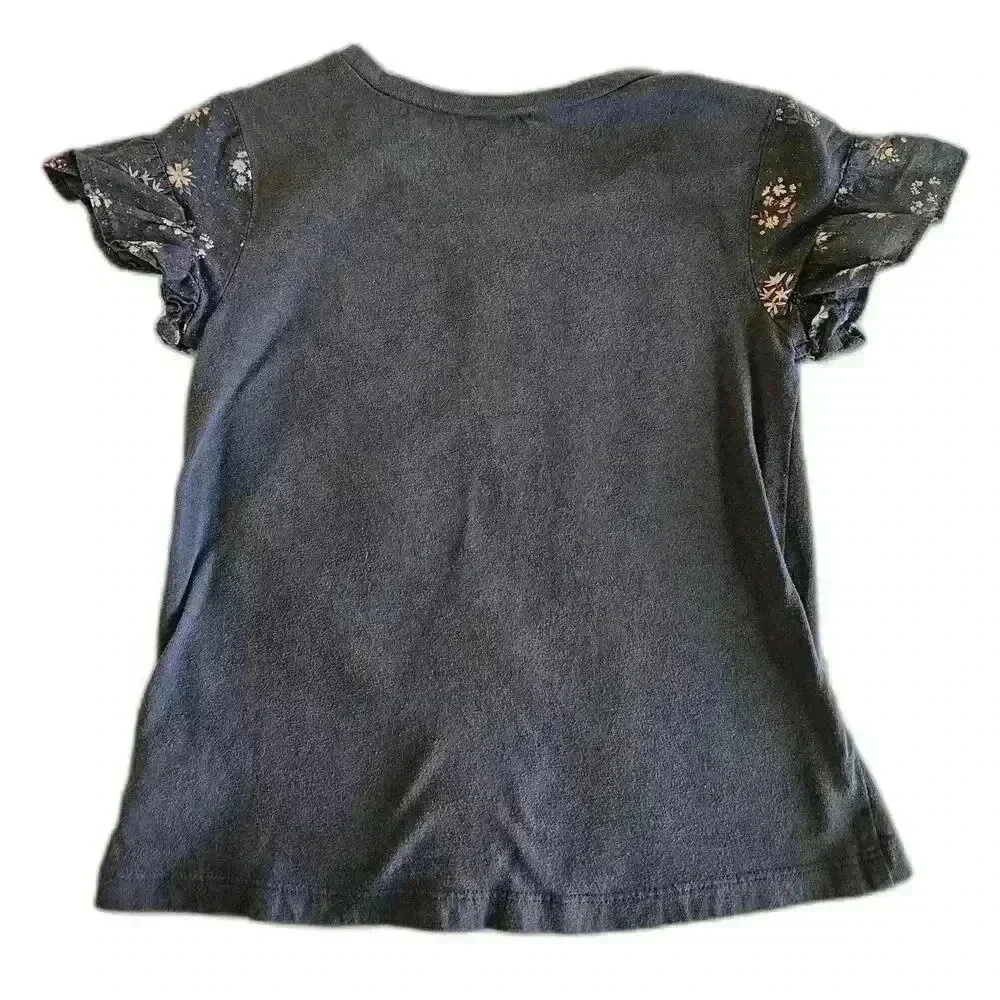 Girls' Floral Ruffle Sleeve Top - Stylish and Comfortable